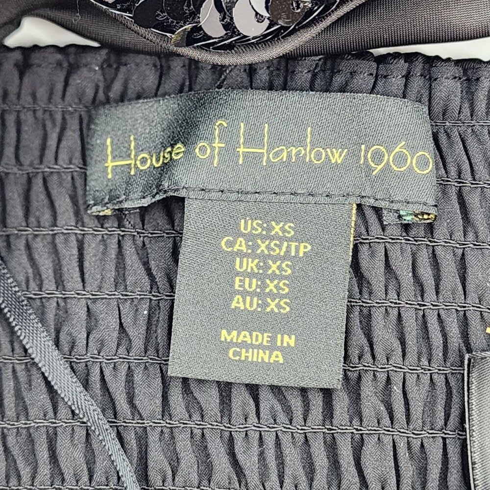 House of Harlow 1960 Women’s XS Black Sequin 2 Pc Halter Crop Top Pants Set New - Picture 4 of 14
